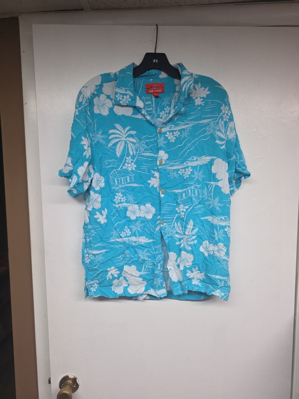 Medium Joe Fresh Teal Hawaiian Button Down Shirt